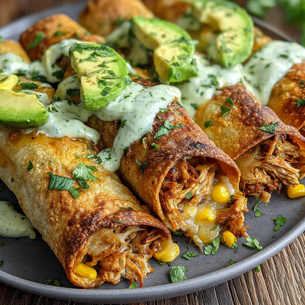 Creamy Pulled Chicken Taquitos