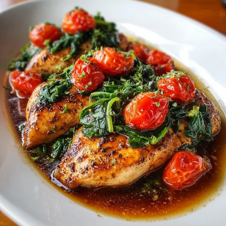 Balsamic Chicken Breast with Spinach and Tomatoes
