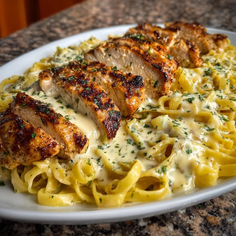 Garlic Butter Chicken Linguine Parmesan Sauce