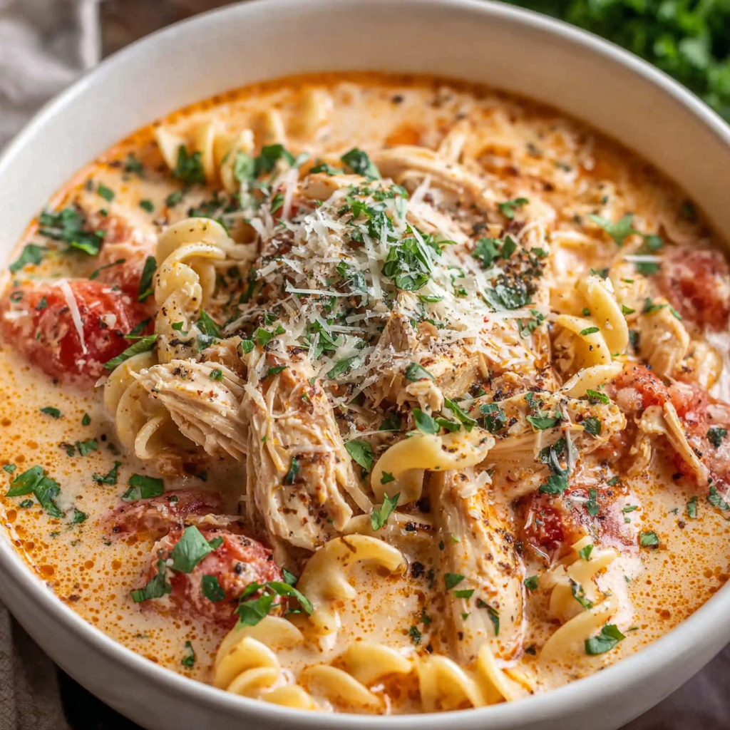 Crock Pot Creamy Chicken Parmesan Soup