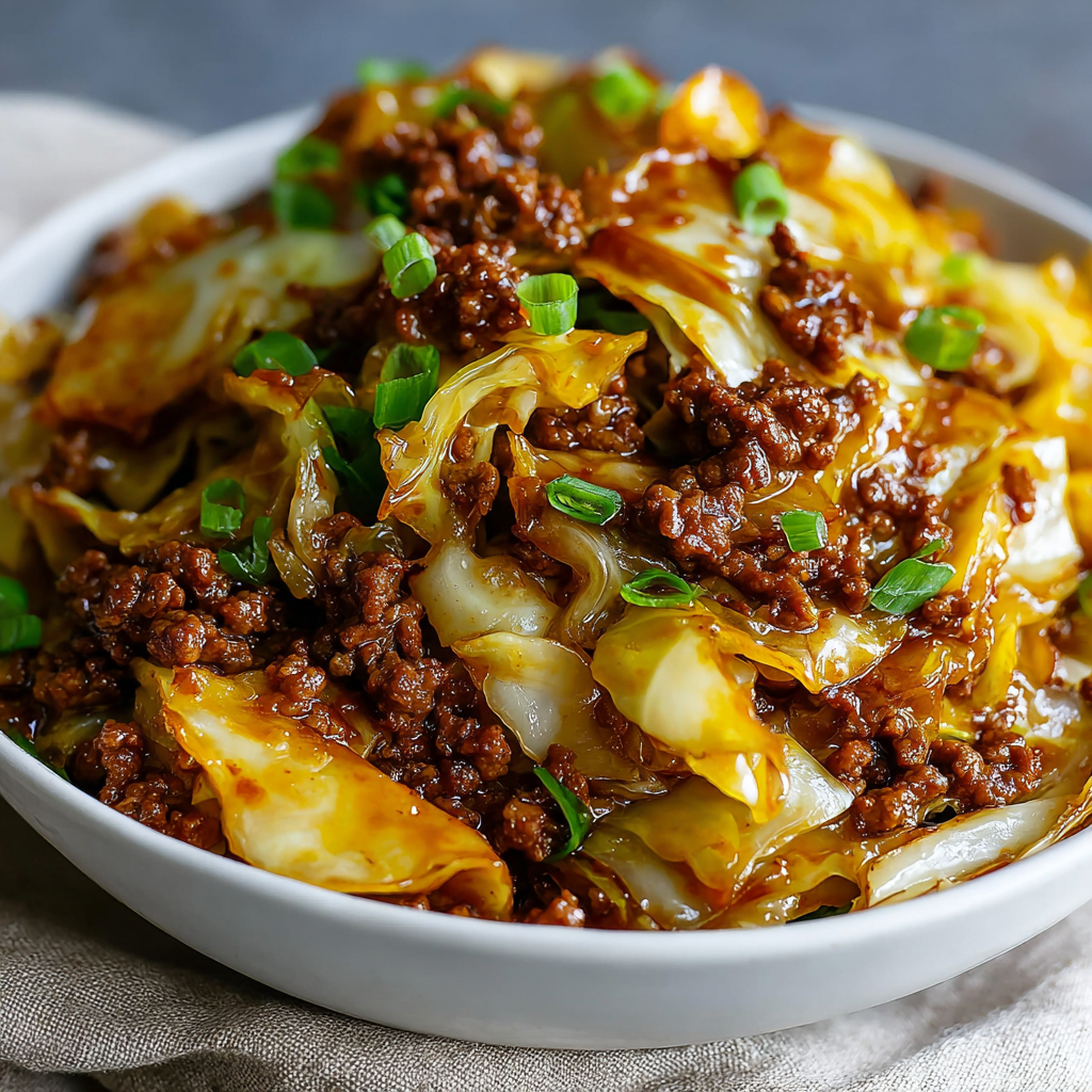 Low Carb Mongolian Ground Beef Cabbage