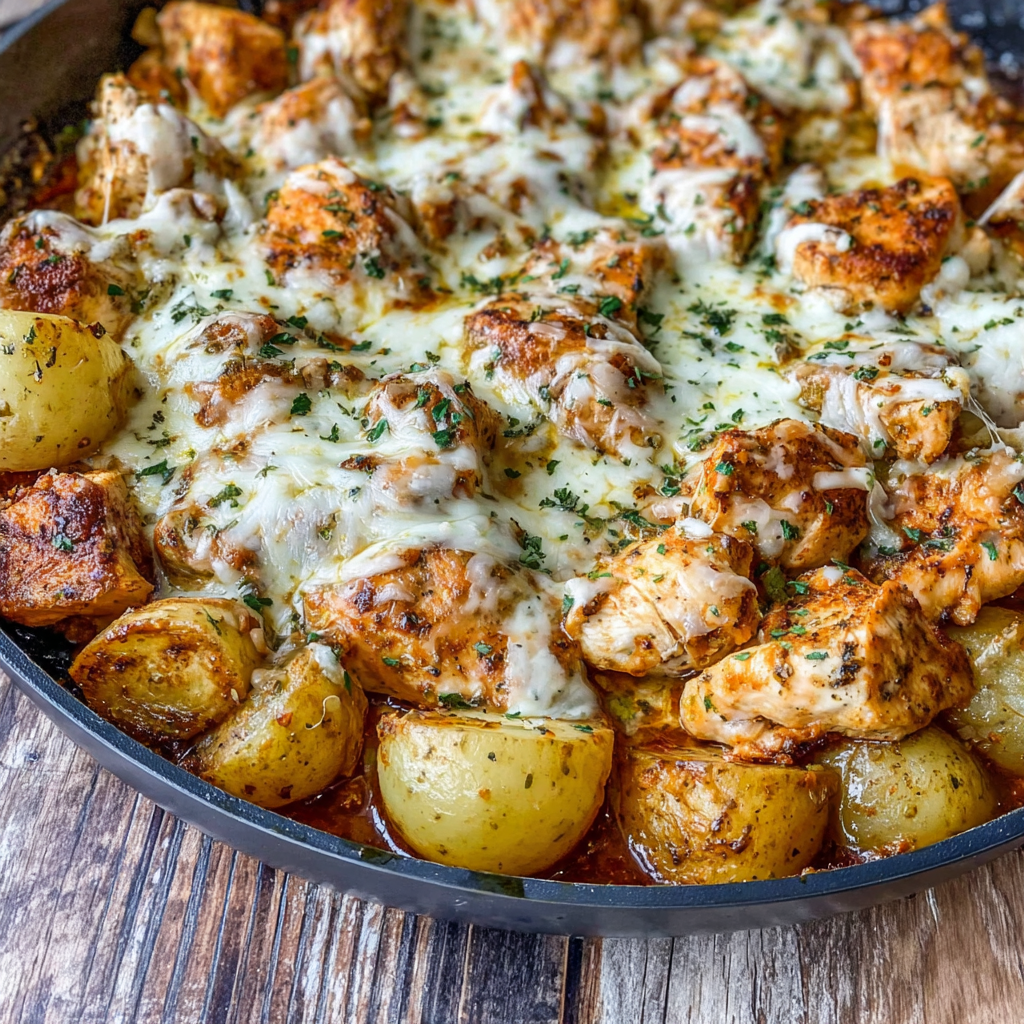 Cheesy Garlic Parmesan Chicken Potatoes