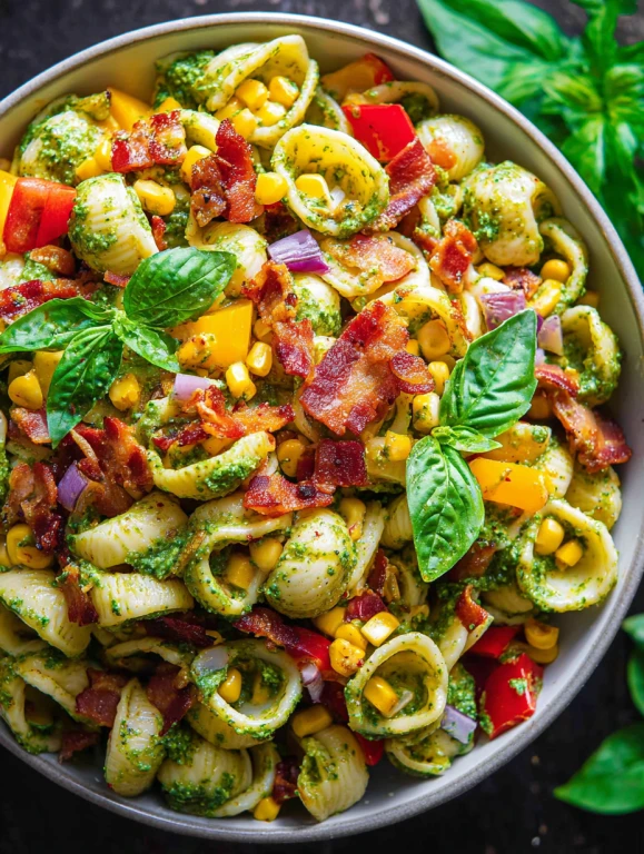 Corn Pasta Salad with Bacon