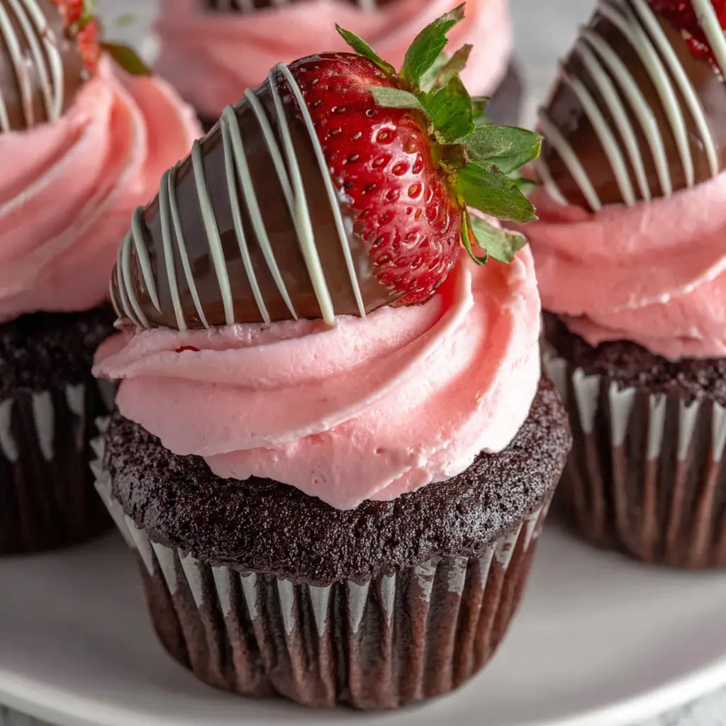 Chocolate Covered Strawberry Cupcakes