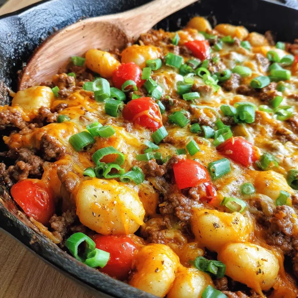 Creamy Cheeseburger Gnocchi Skillet