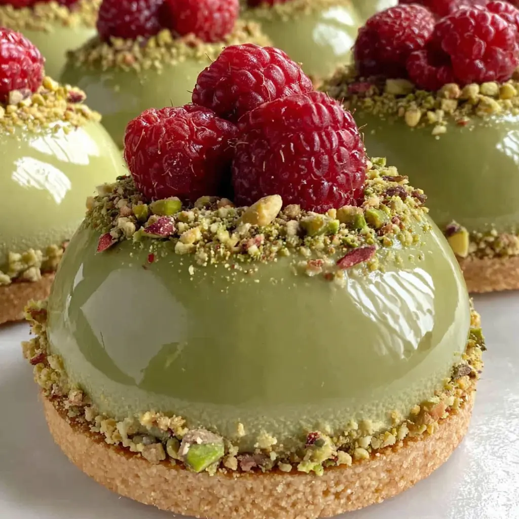 Pistachio Raspberry Cheesecake Domes