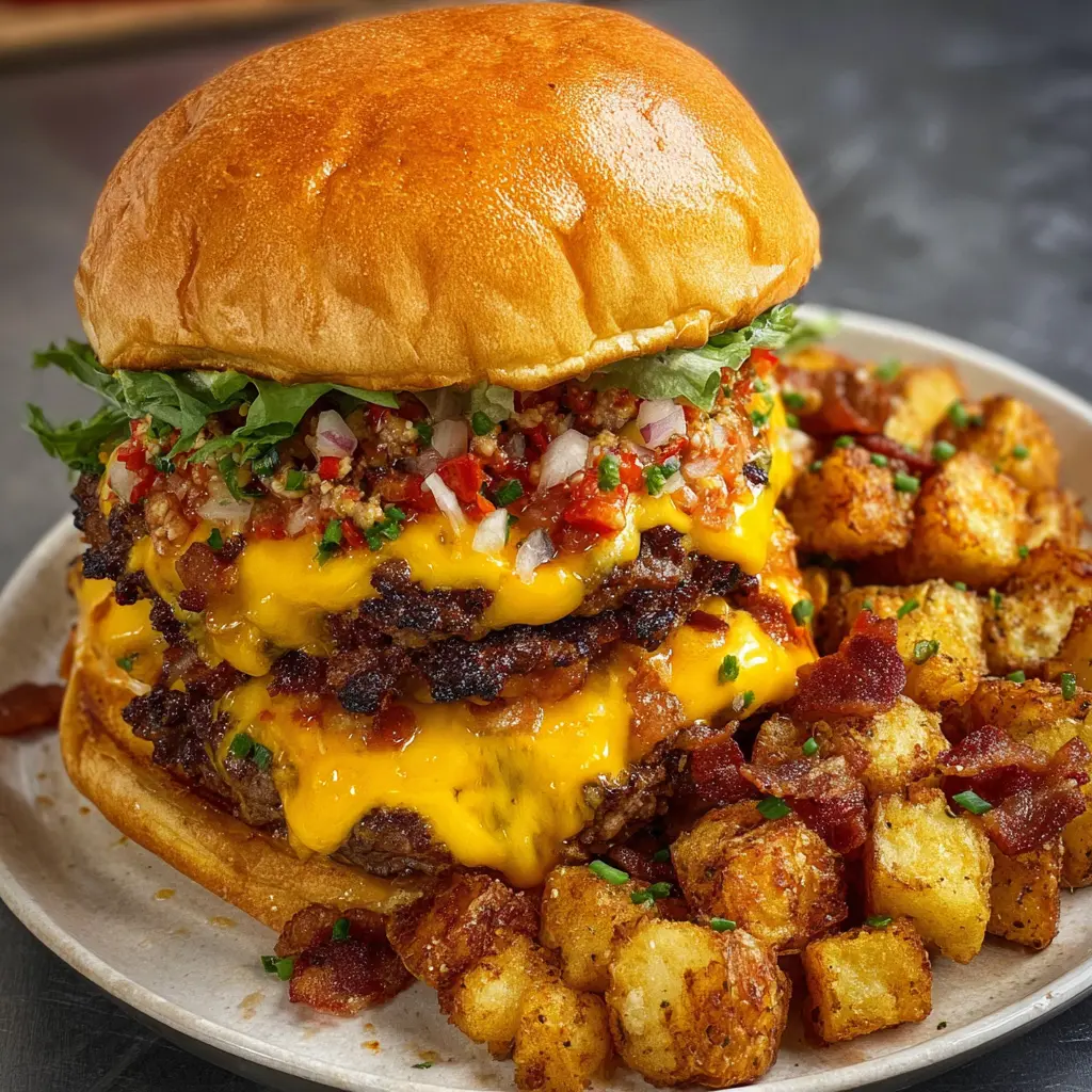 Double Cheeseburger with Loaded Crispy Potatoes