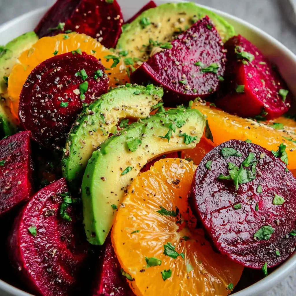 Roasted Beet Orange Avocado Salad