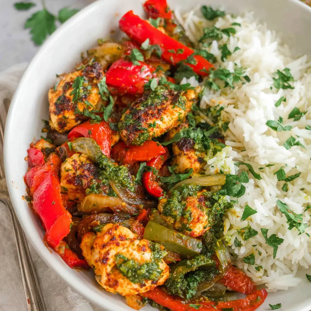 Air Fryer Chicken & Veggies With Chimichurri Sauce