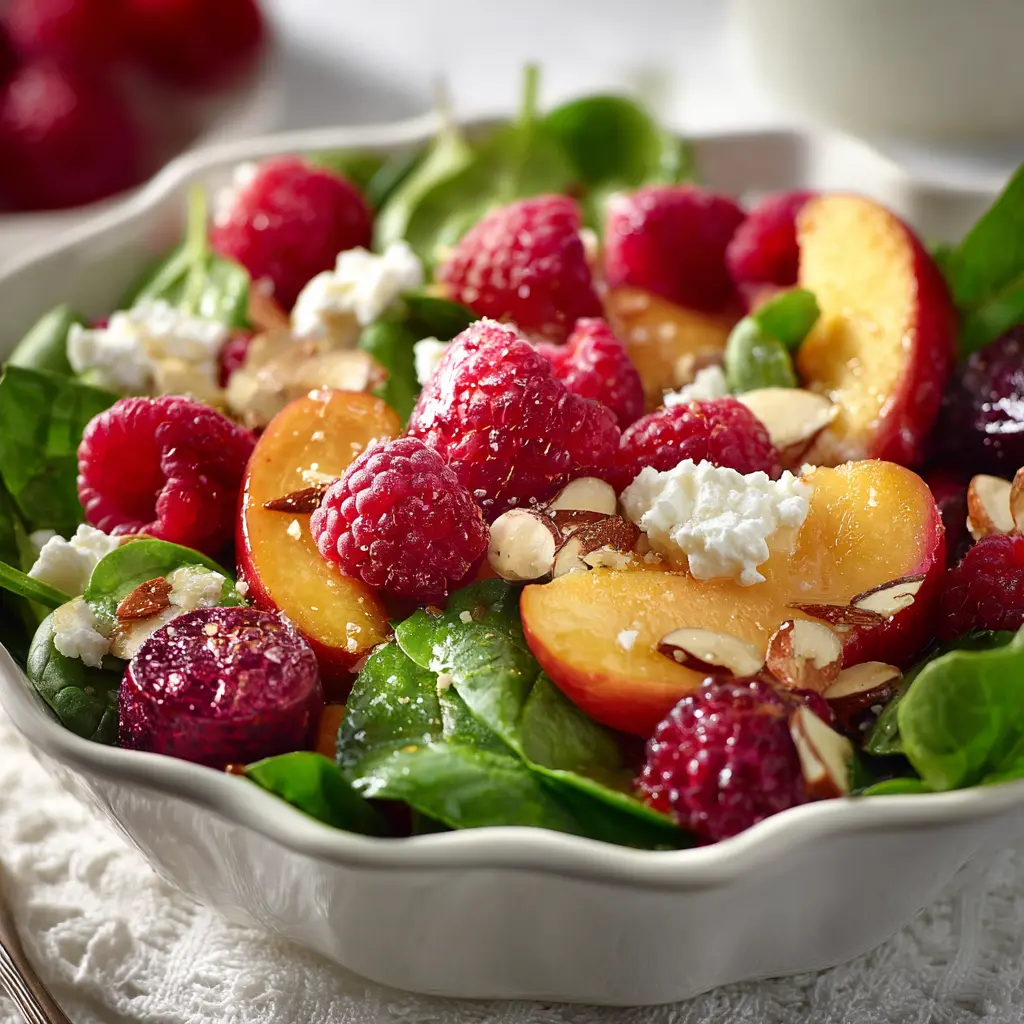 Peach Raspberry Feta Salad