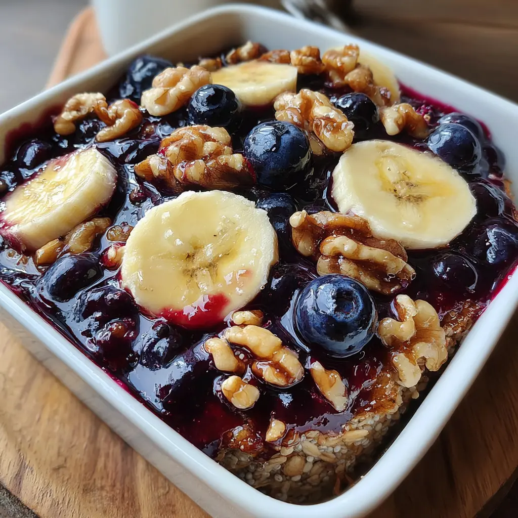 High Protein Banana Blueberry Breakfast Bake