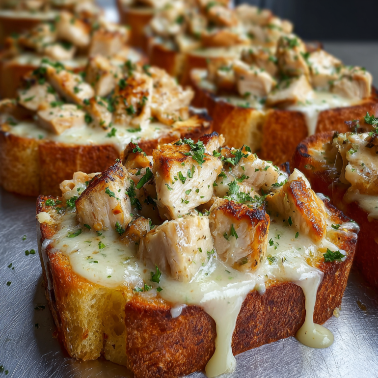 Chicken Alfredo Garlic Toast