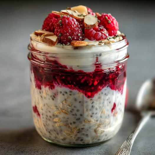 Overnight Oats with Raspberry Chia