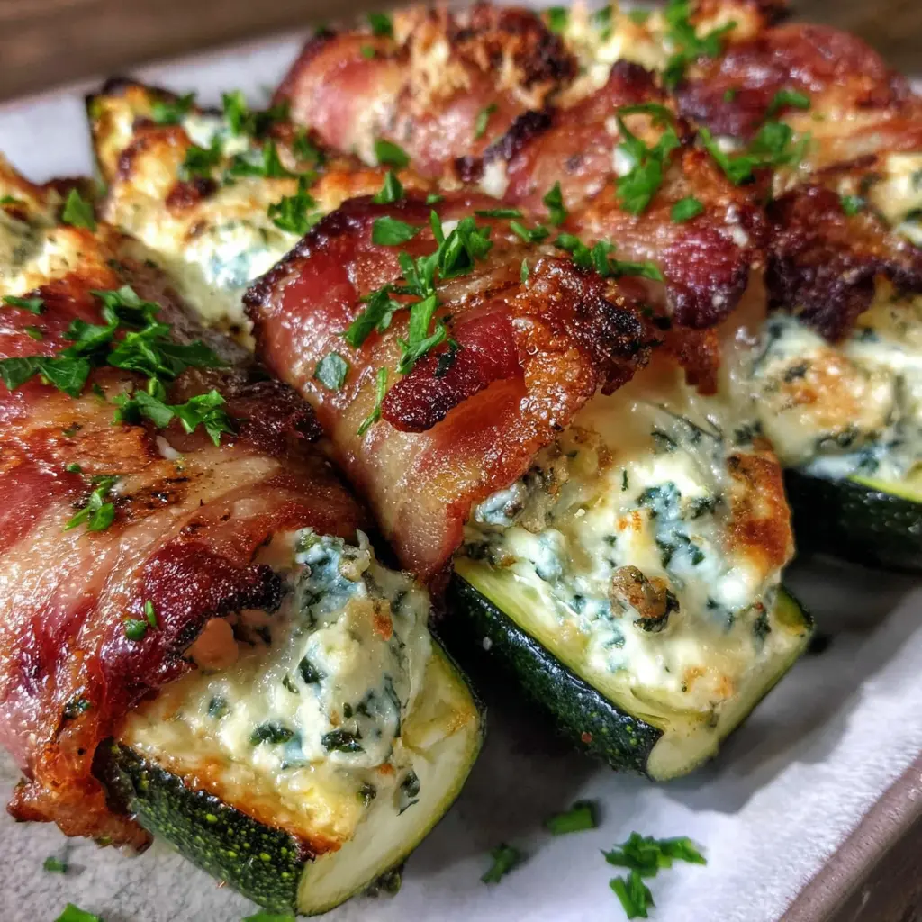 Keto Bacon-Wrapped Zucchini Boats