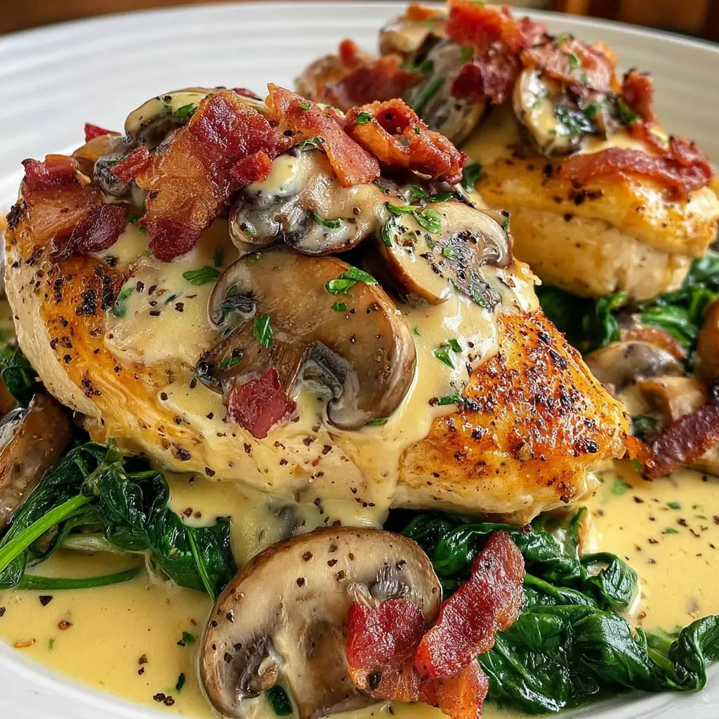 Creamy Garlic Mushroom & Spinach Chicken