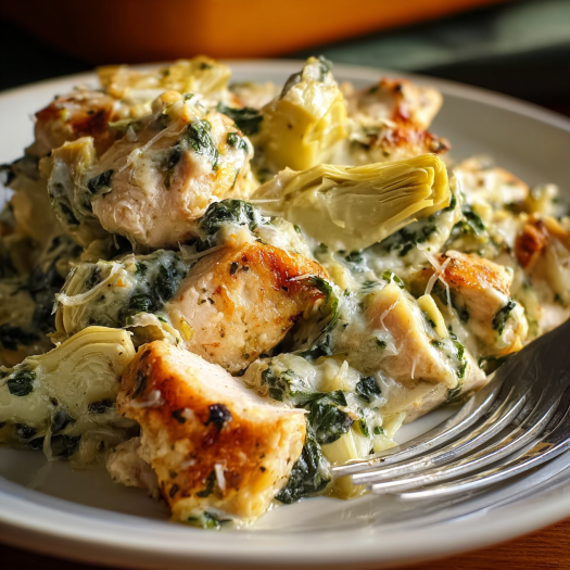 High-Protein Spinach and Artichoke Chicken Casserole