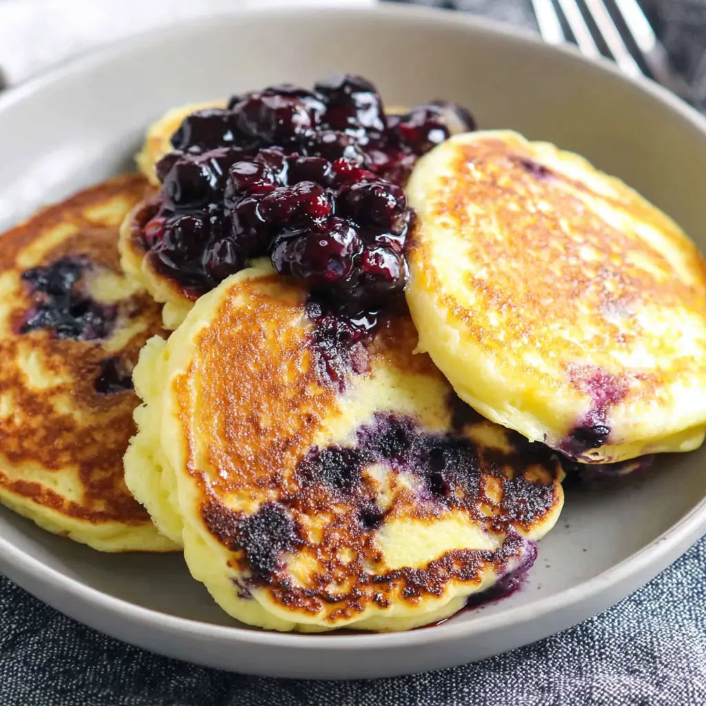 Greek Yogurt Blueberry Pancakes