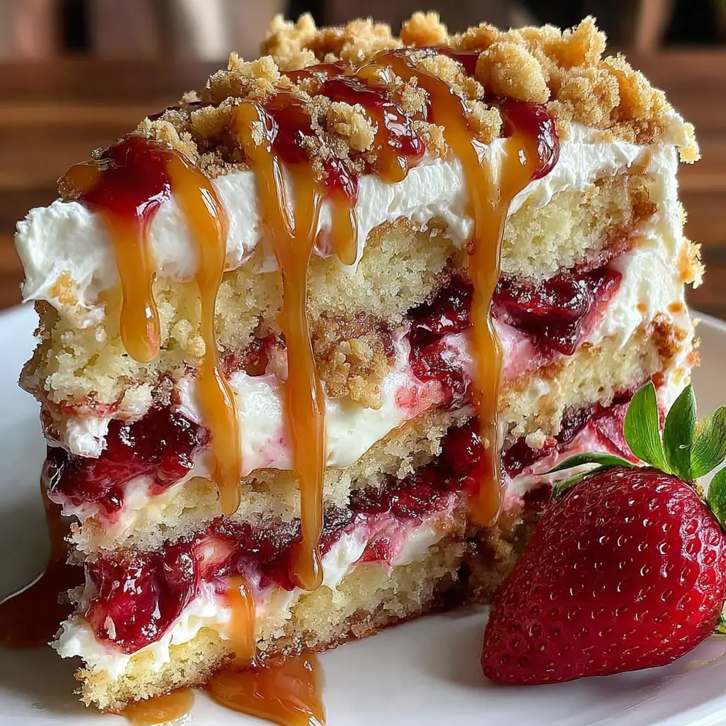 Strawberry Vanilla Crunch Cake