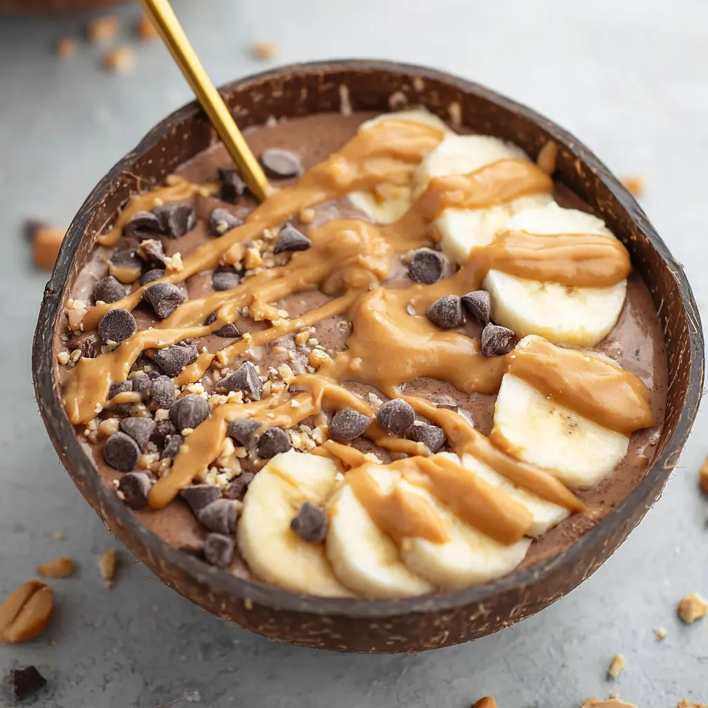 Thick and Creamy Snickers Smoothie Bowl